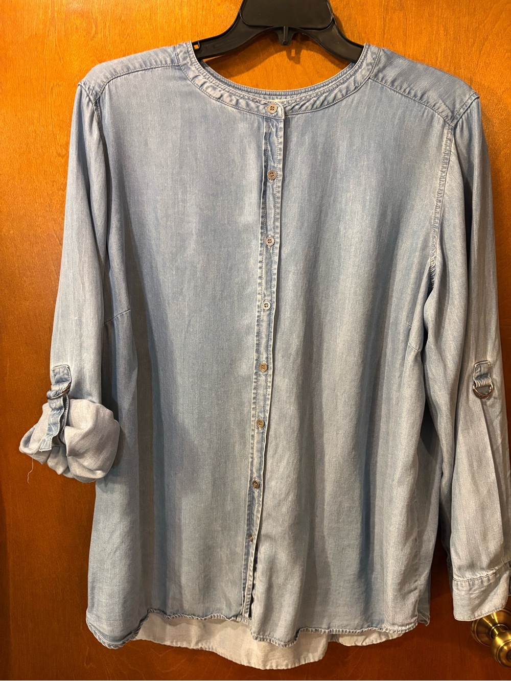 Jane and Delancey Light Blue Button-Back Denim Shirt
